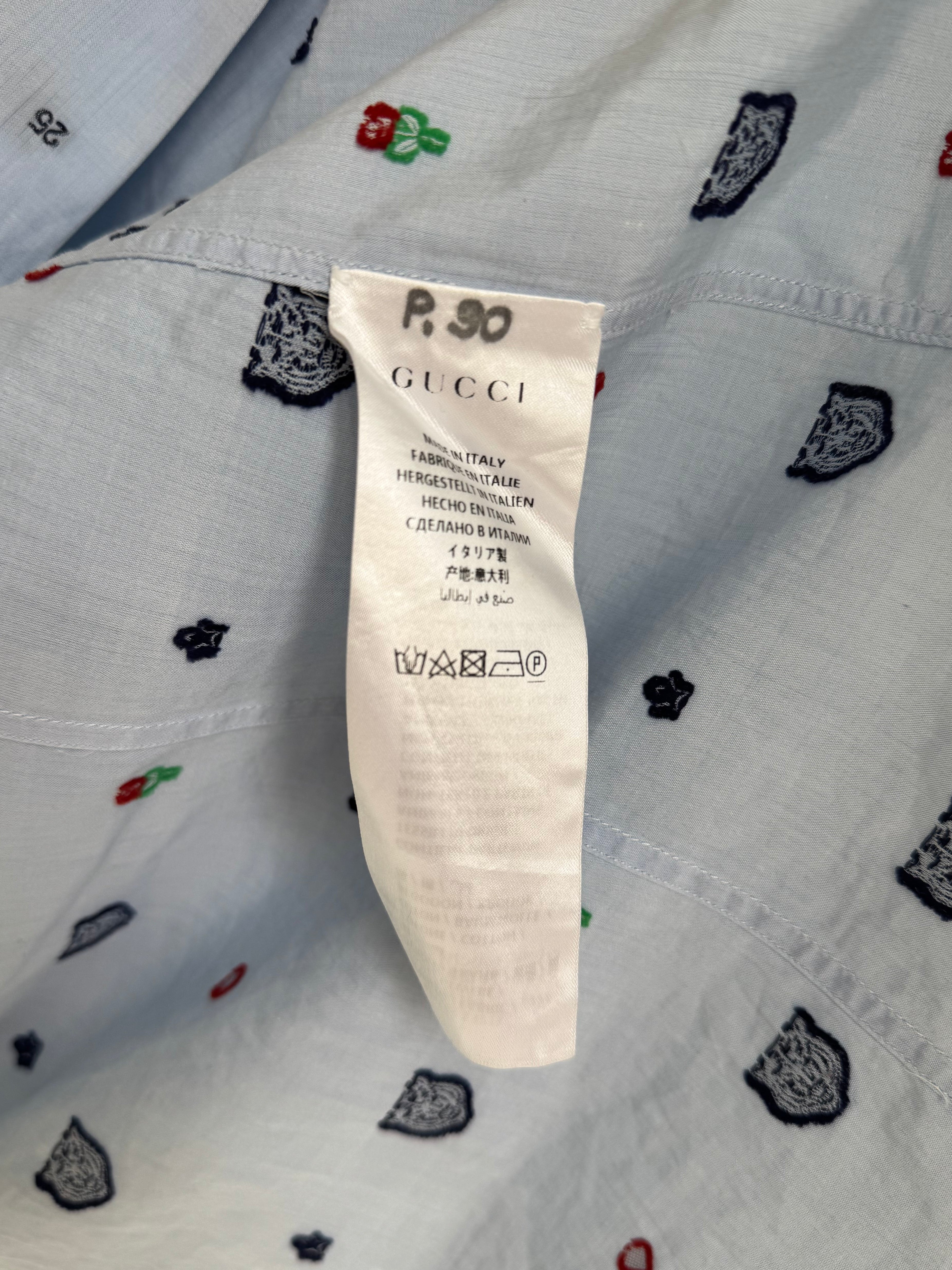 GUCCI EMBROIDERED "TIGER HEAD" BUTTON UP SHIRT