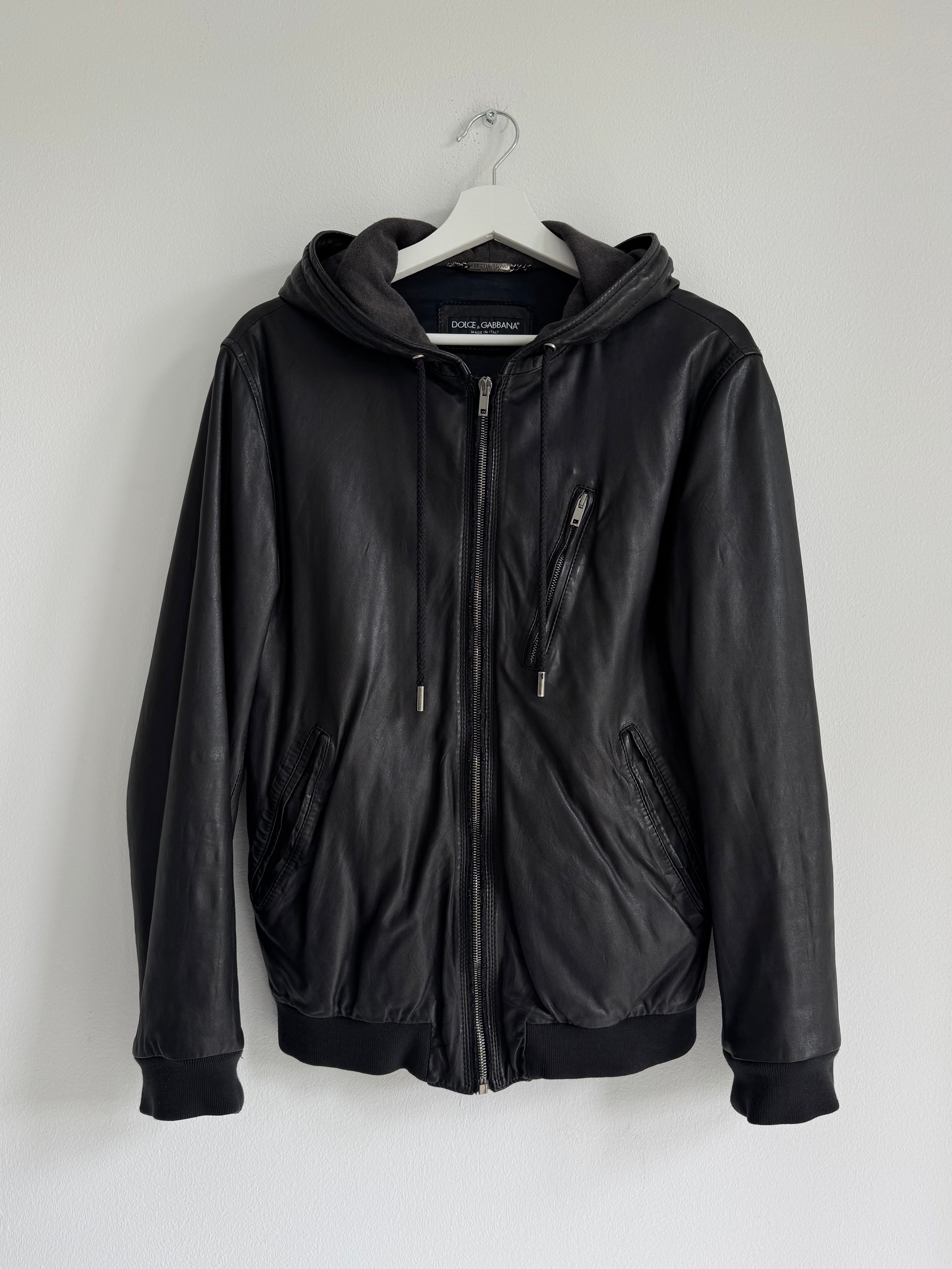 DOLCE GABBANA LAMBSKIN ZIP HOODIE