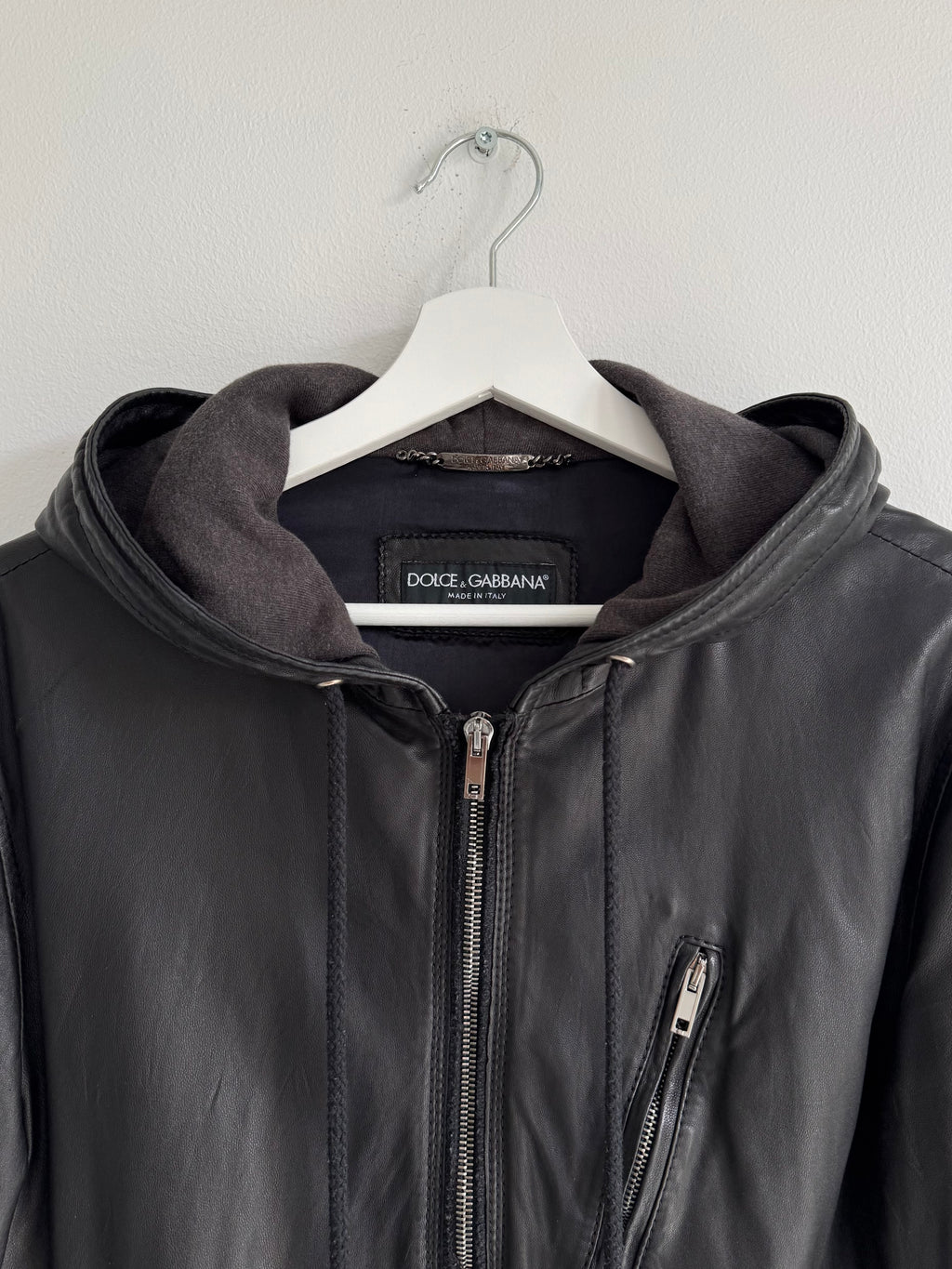 DOLCE GABBANA LAMBSKIN ZIP HOODIE