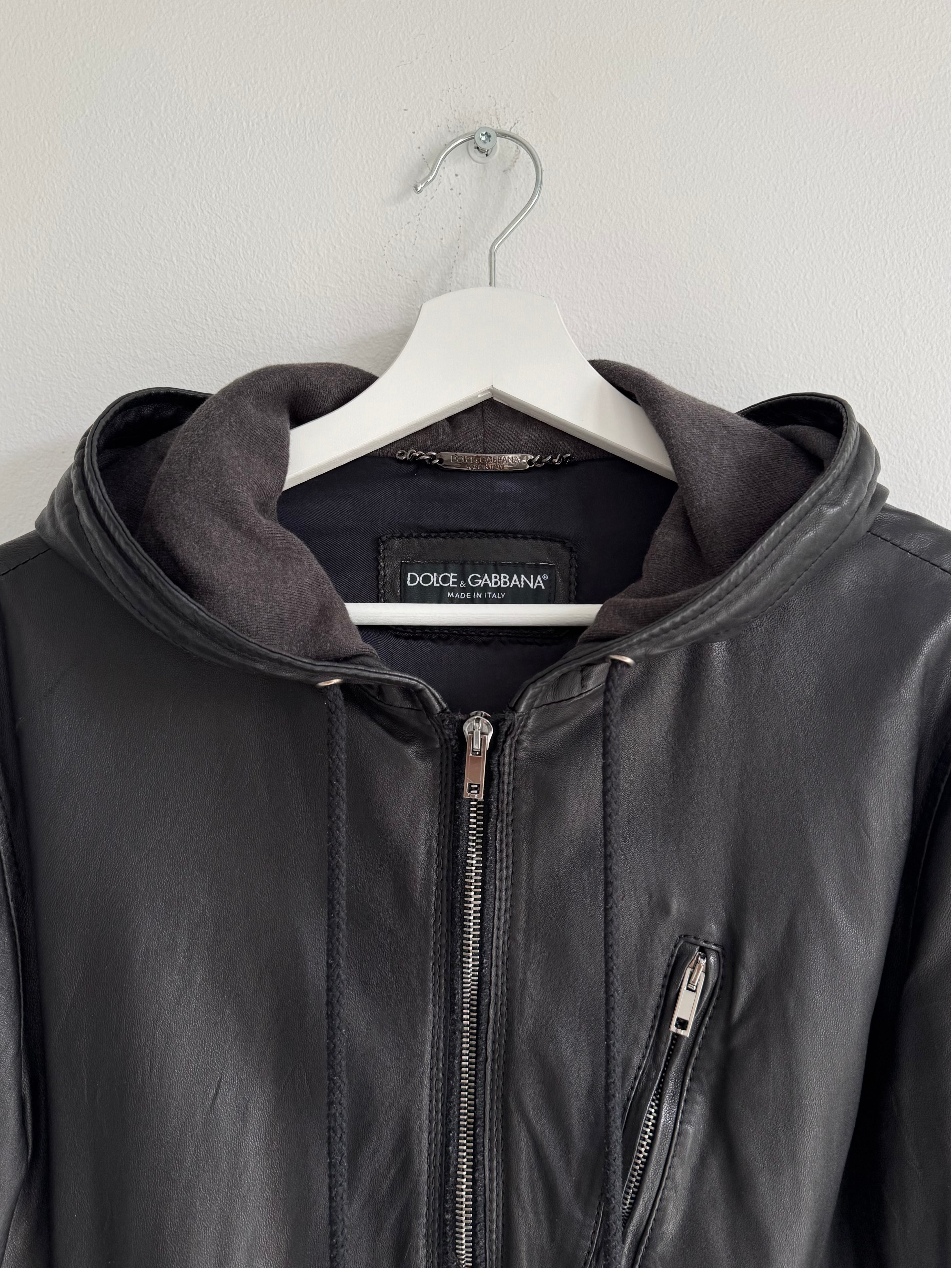 DOLCE GABBANA LAMBSKIN ZIP HOODIE