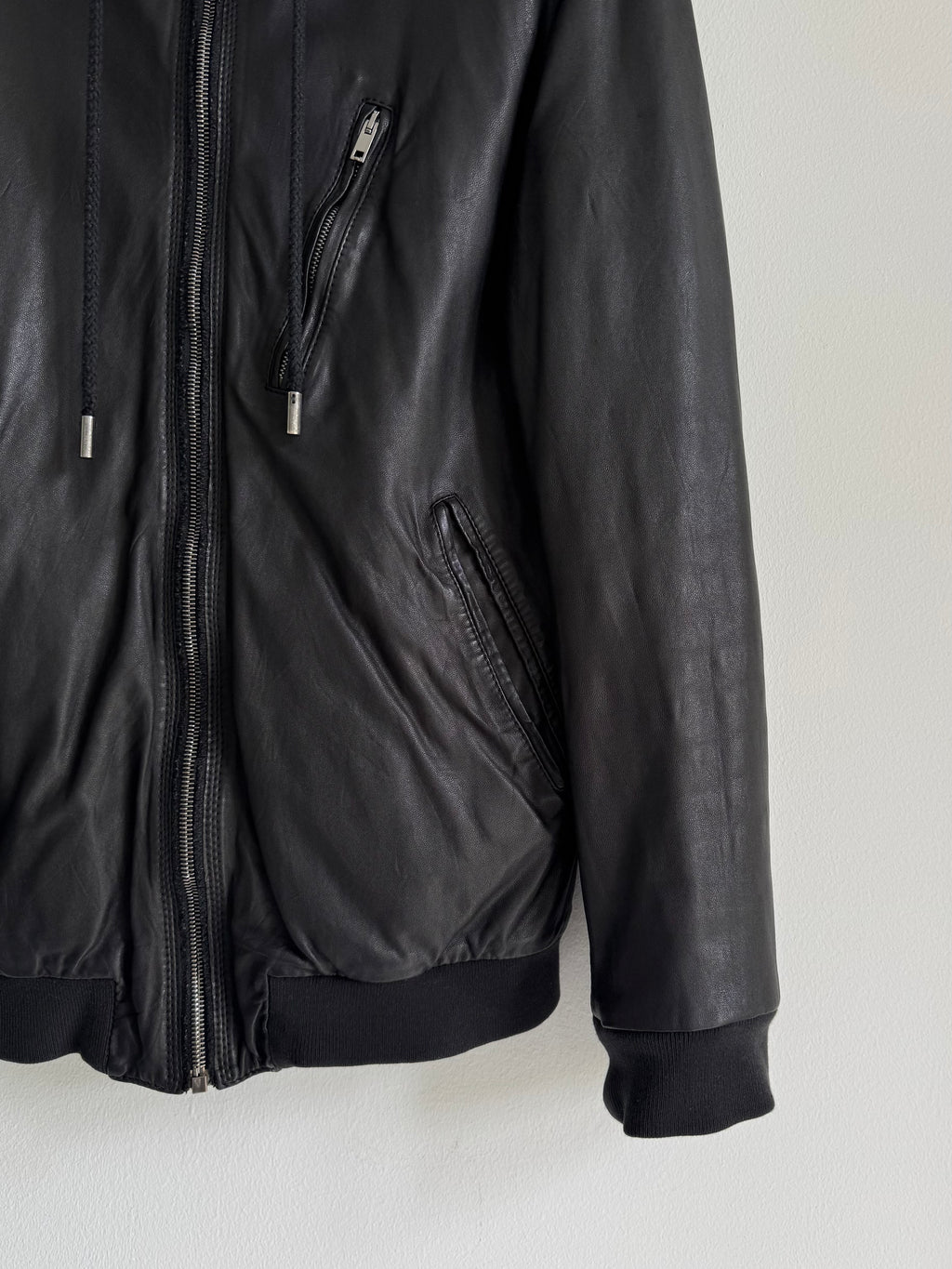 DOLCE GABBANA LAMBSKIN ZIP HOODIE