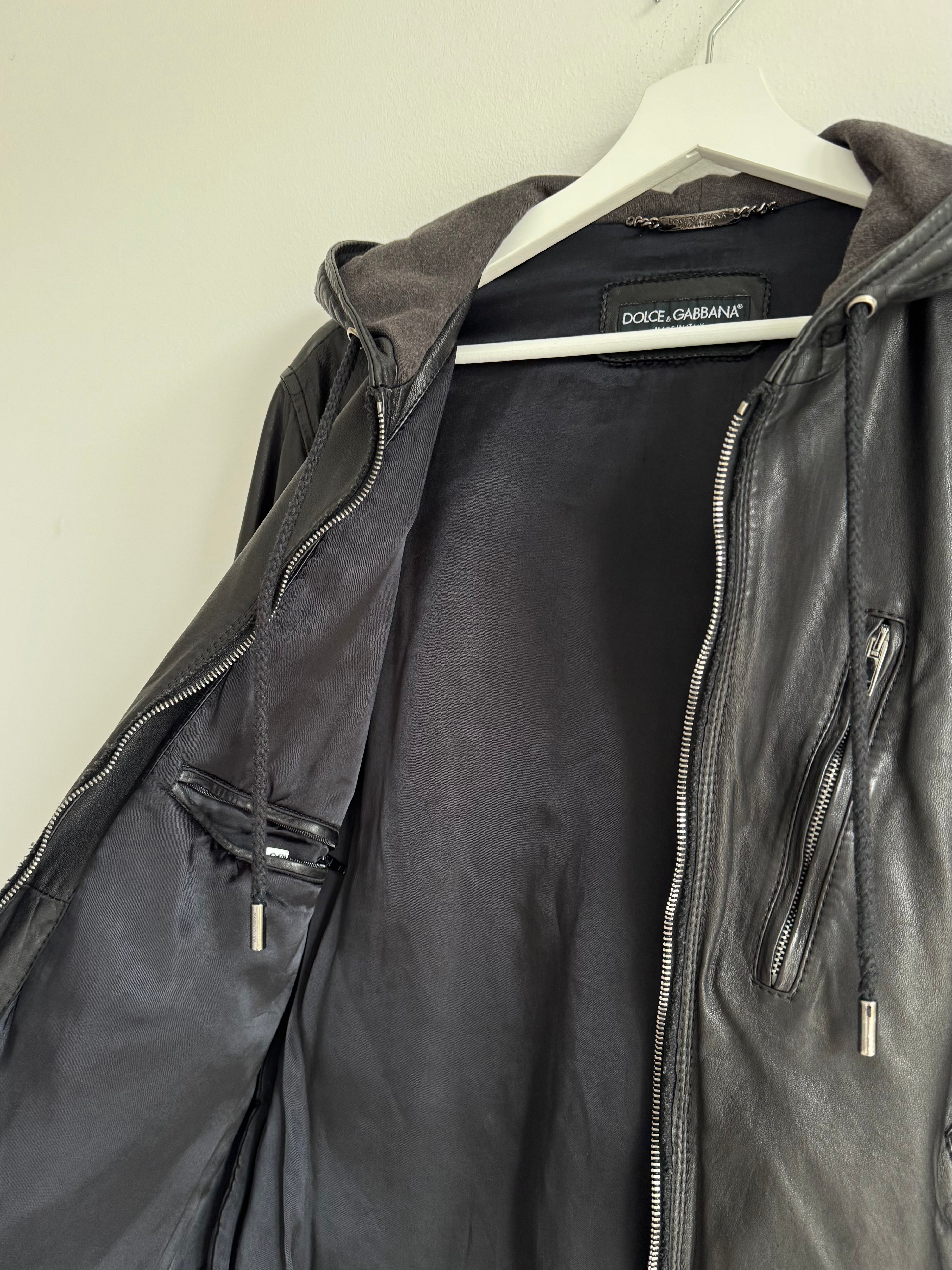 DOLCE GABBANA LAMBSKIN ZIP HOODIE