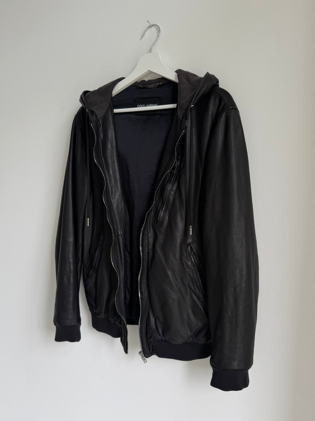 DOLCE GABBANA LAMBSKIN ZIP HOODIE