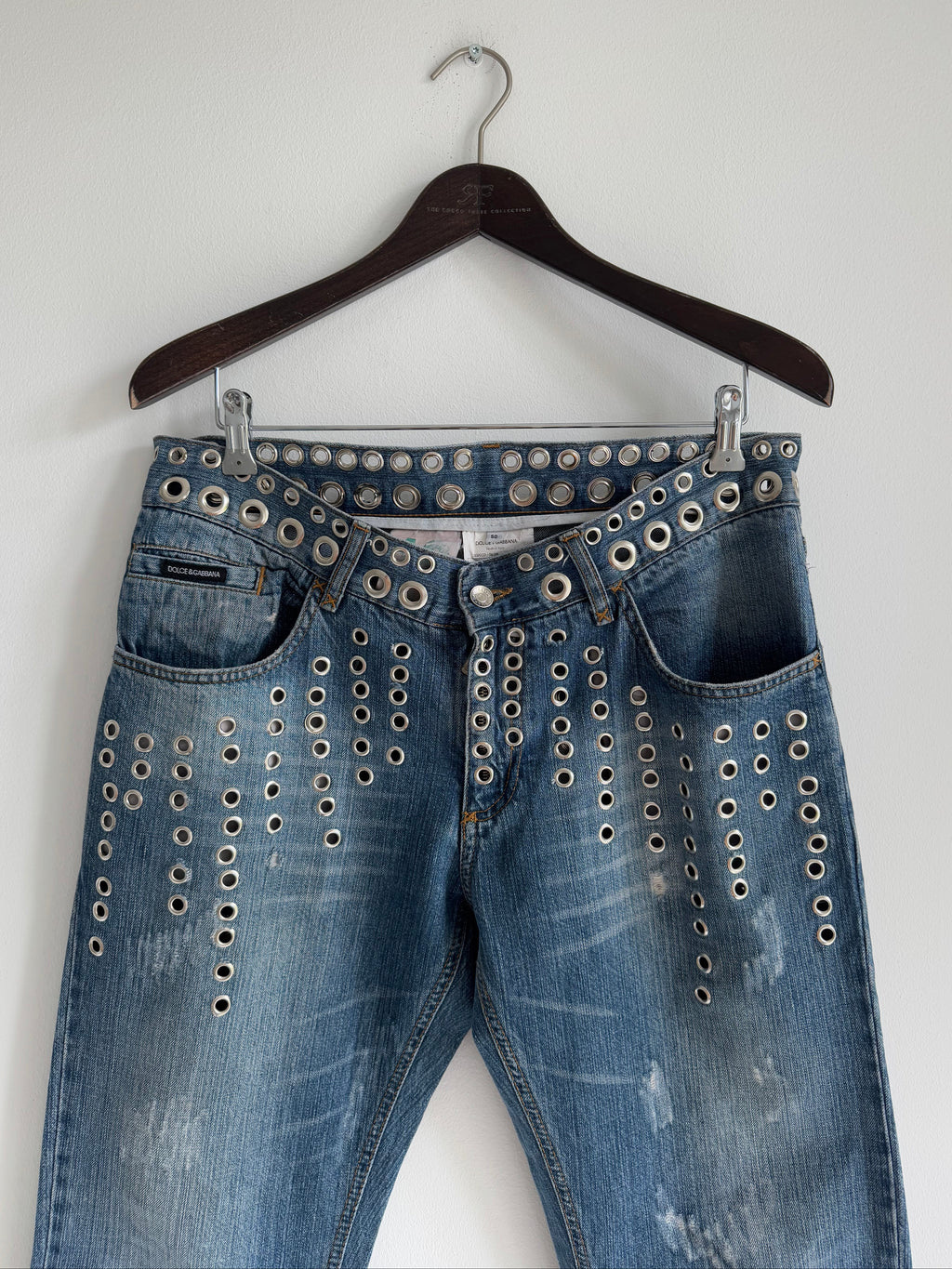 DOLCE & GABBANA SS2006 EYELET DISTRESSED JEANS