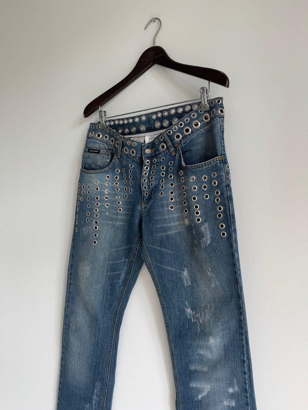 DOLCE & GABBANA SS2006 EYELET DISTRESSED JEANS