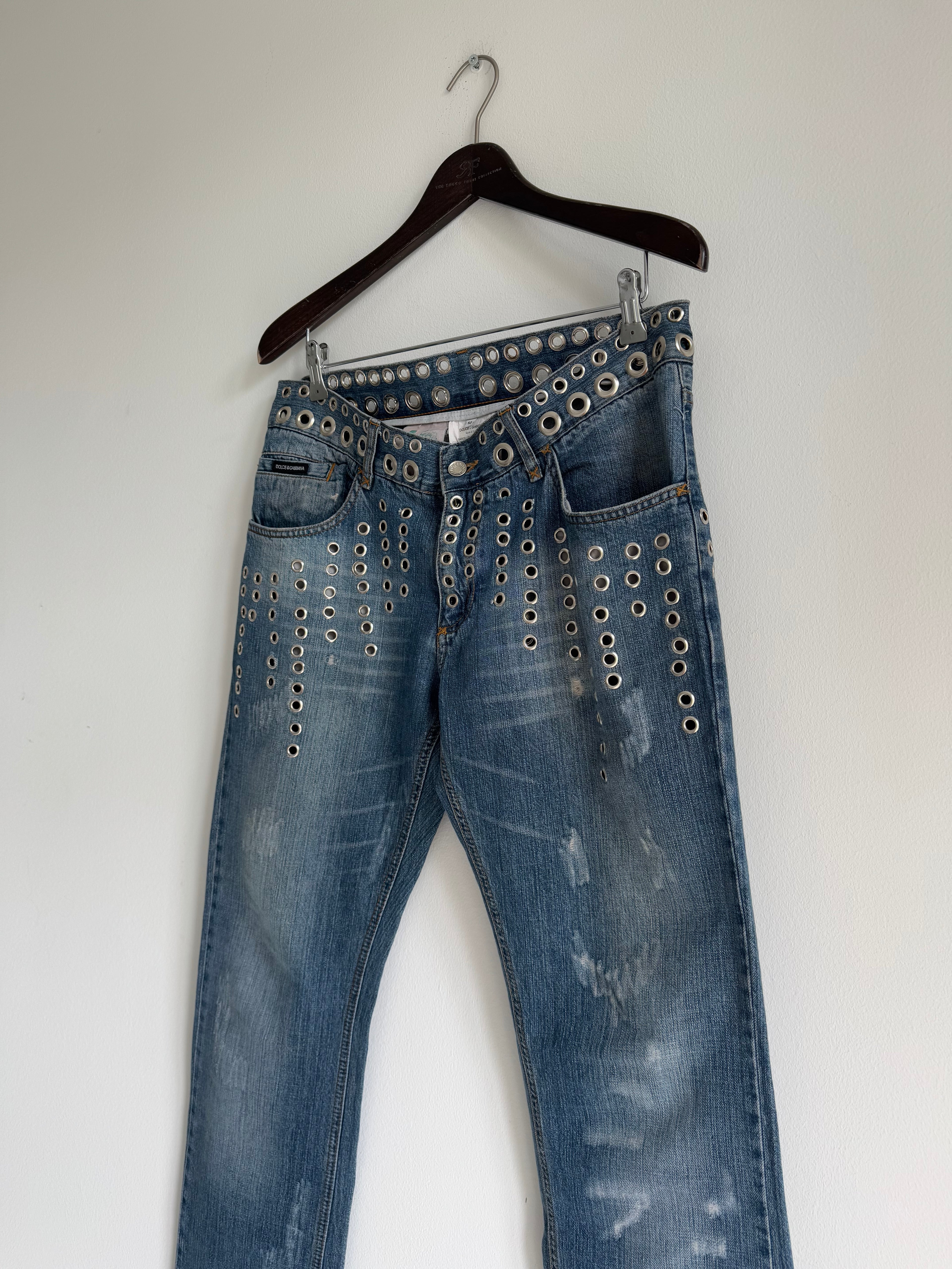 DOLCE & GABBANA SS2006 EYELET DISTRESSED JEANS