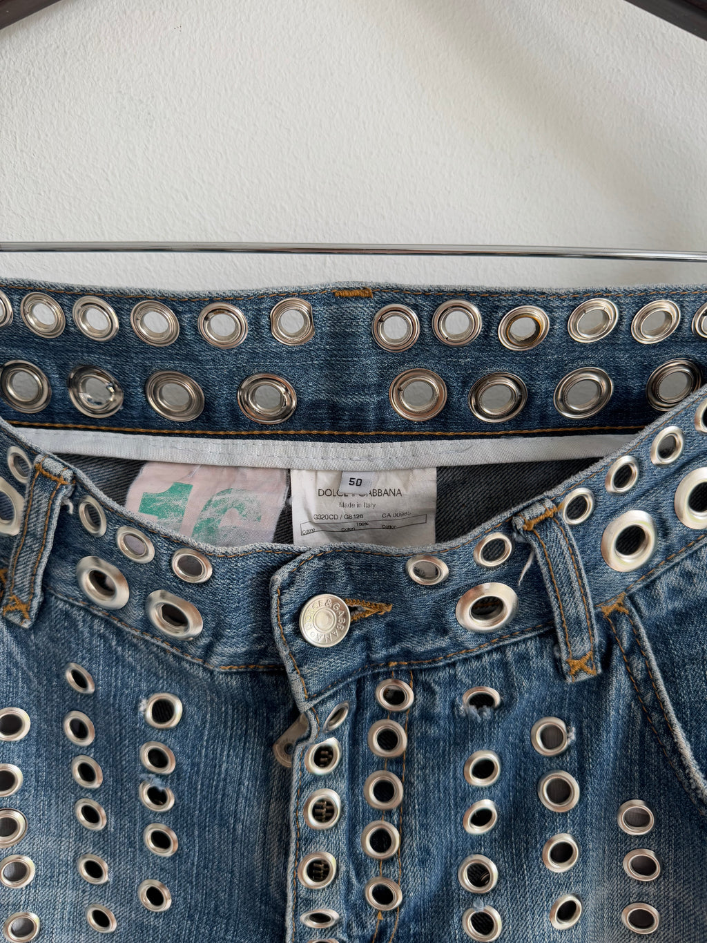 DOLCE & GABBANA SS2006 EYELET DISTRESSED JEANS