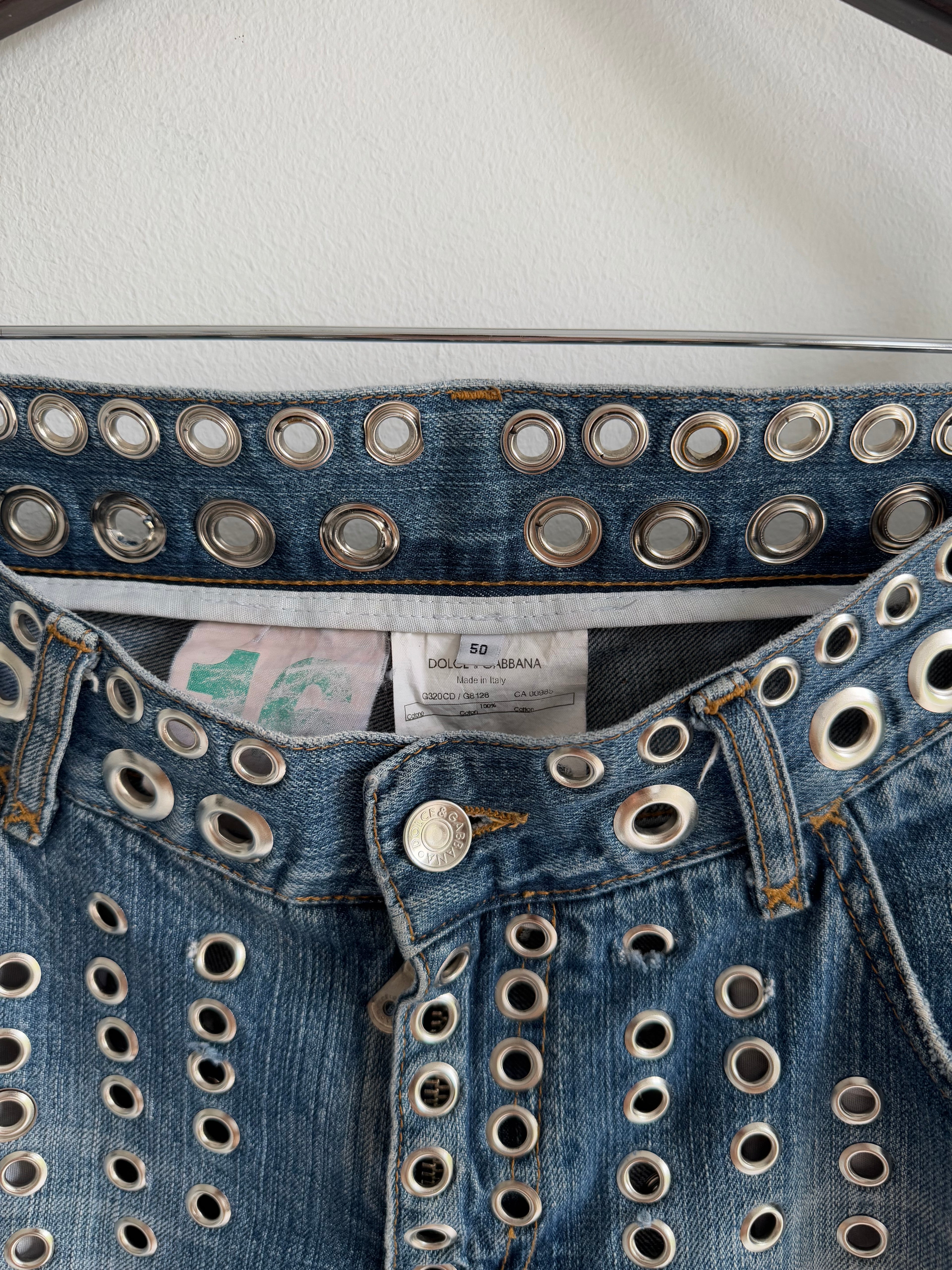 DOLCE & GABBANA SS2006 EYELET DISTRESSED JEANS
