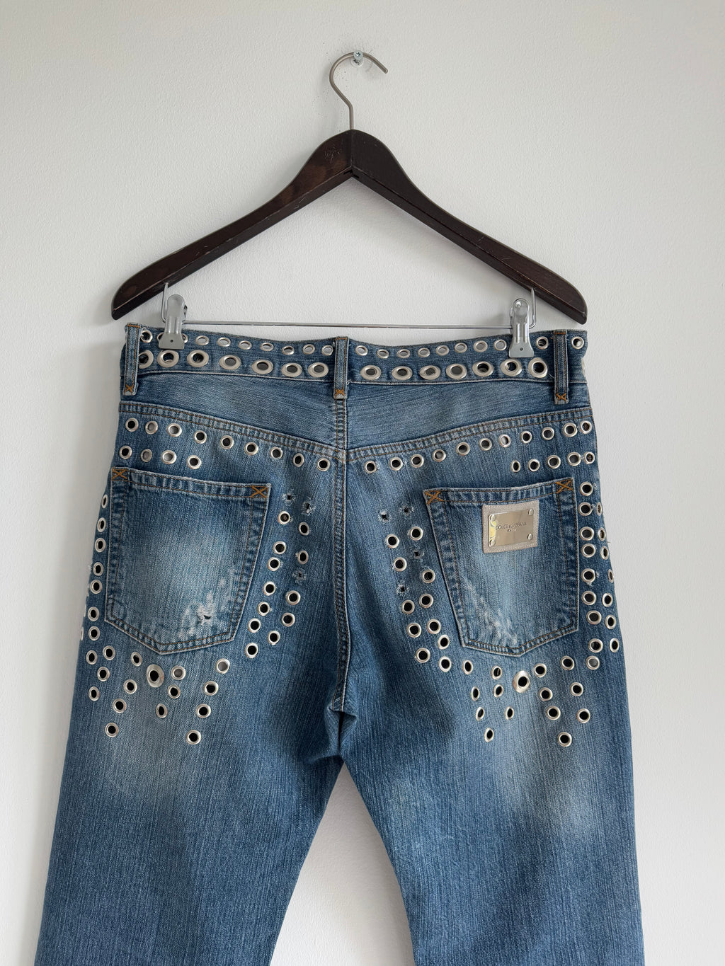 DOLCE & GABBANA SS2006 EYELET DISTRESSED JEANS