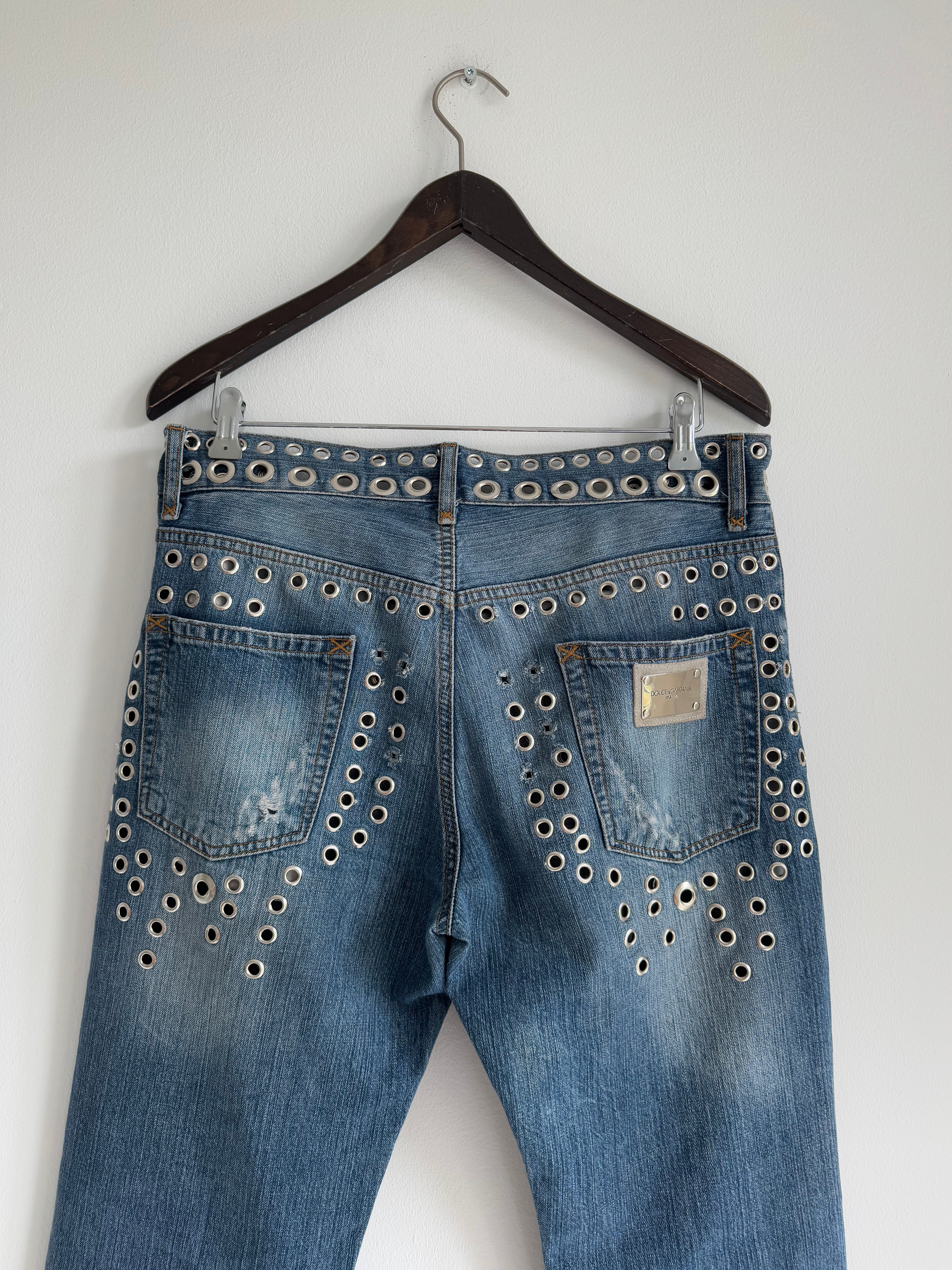 DOLCE & GABBANA SS2006 EYELET DISTRESSED JEANS