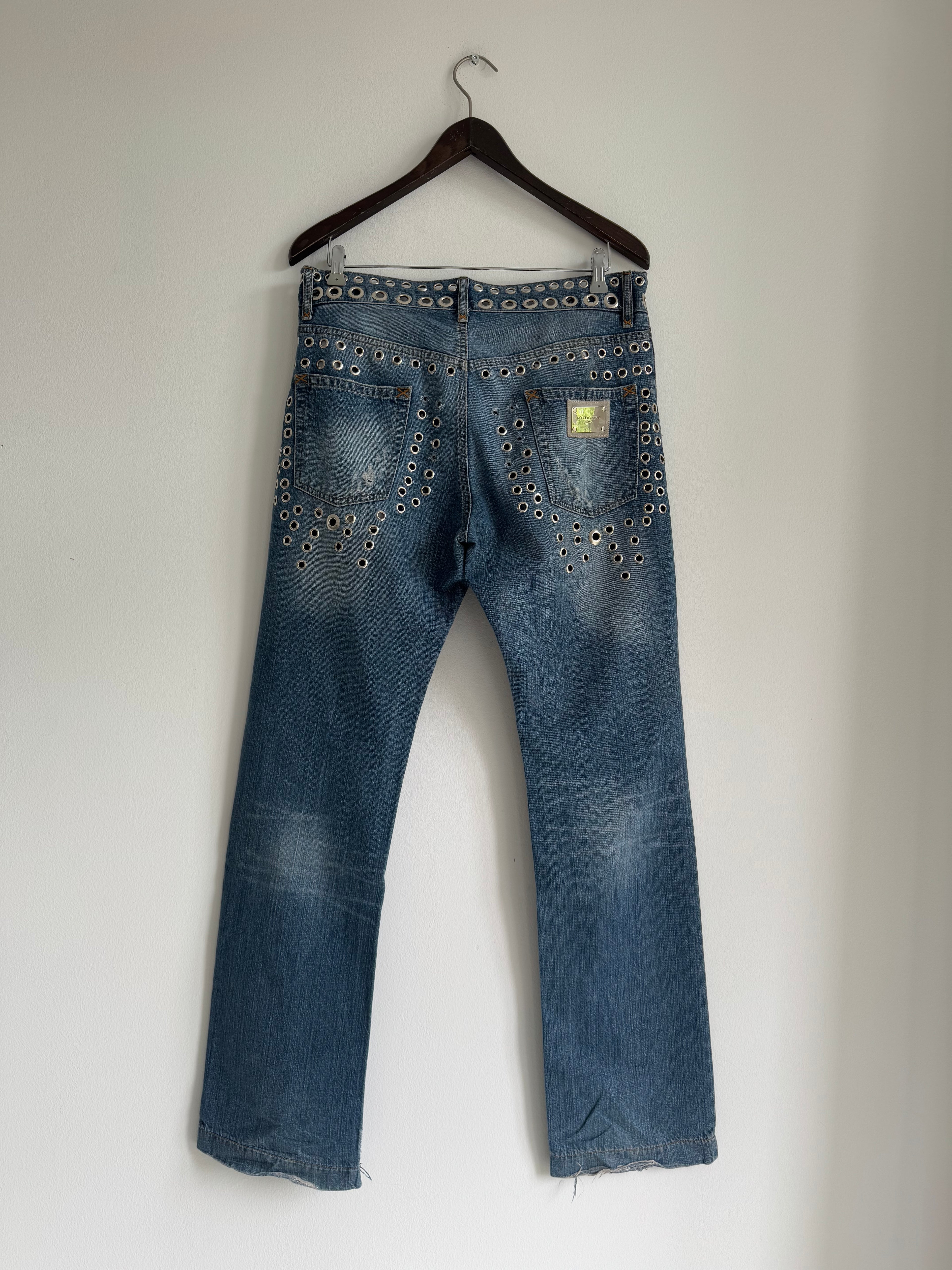 DOLCE & GABBANA SS2006 EYELET DISTRESSED JEANS