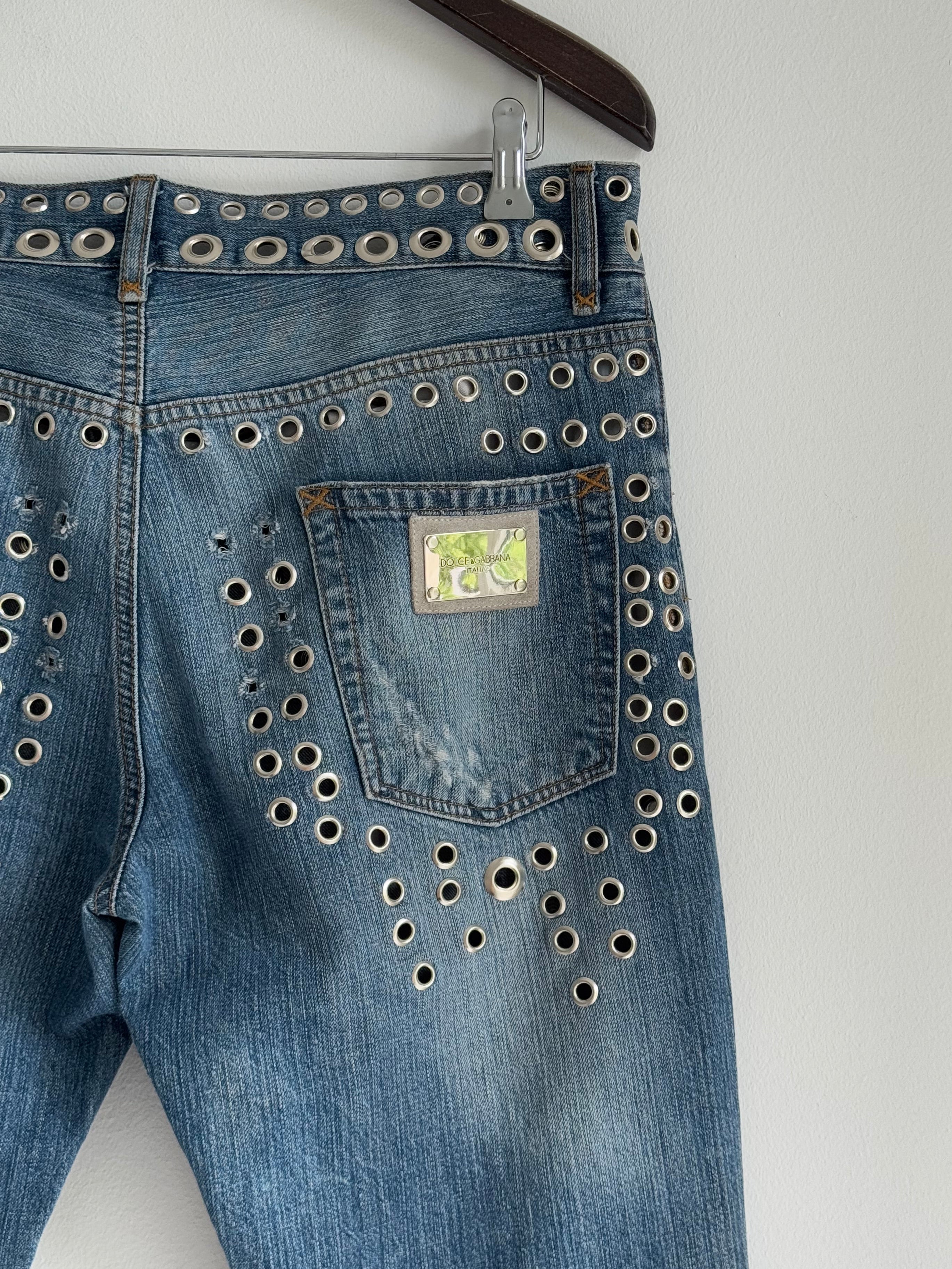 DOLCE & GABBANA SS2006 EYELET DISTRESSED JEANS