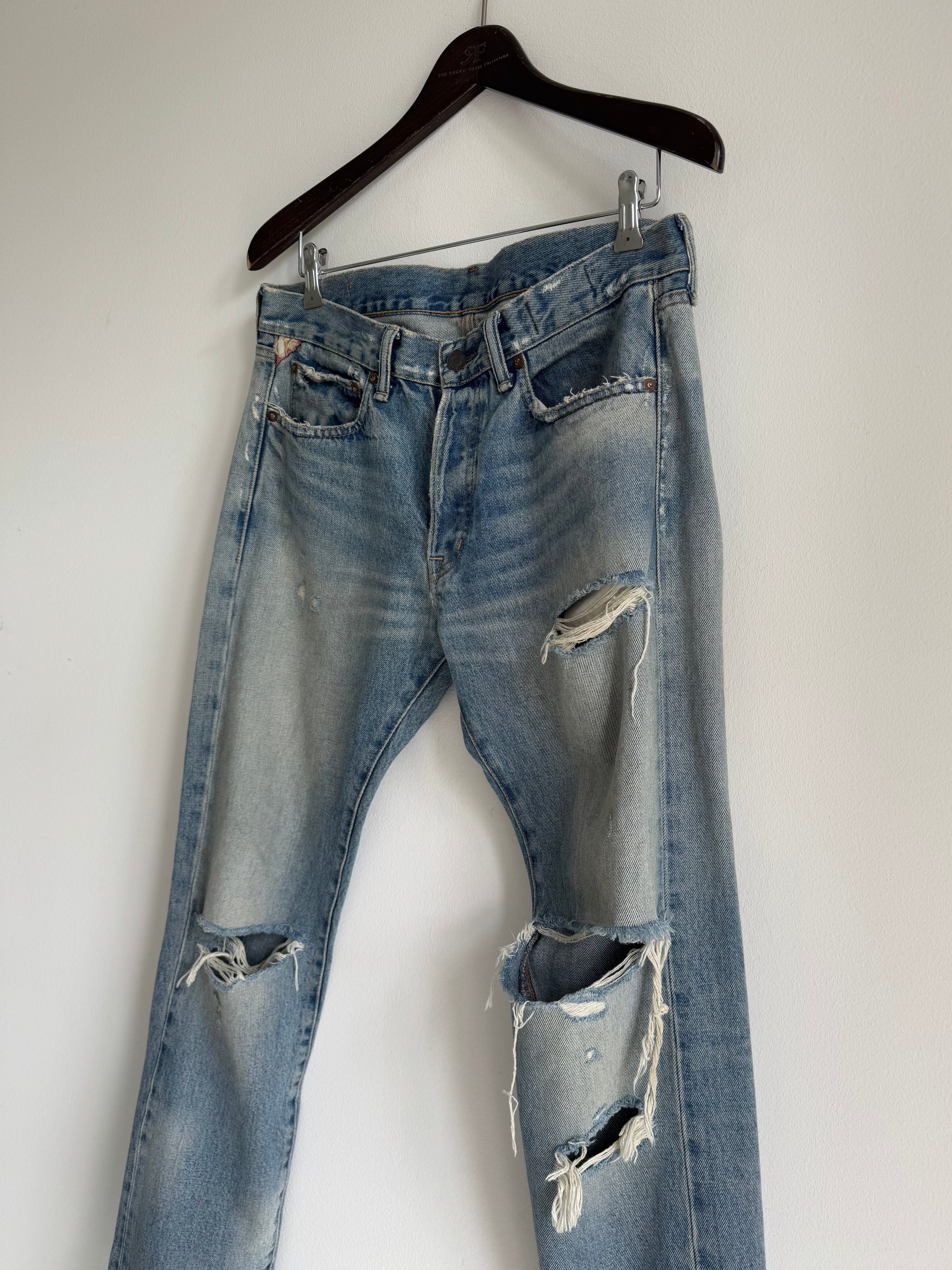 DENIM & SUPPLY RL DISTRESSED JEANS