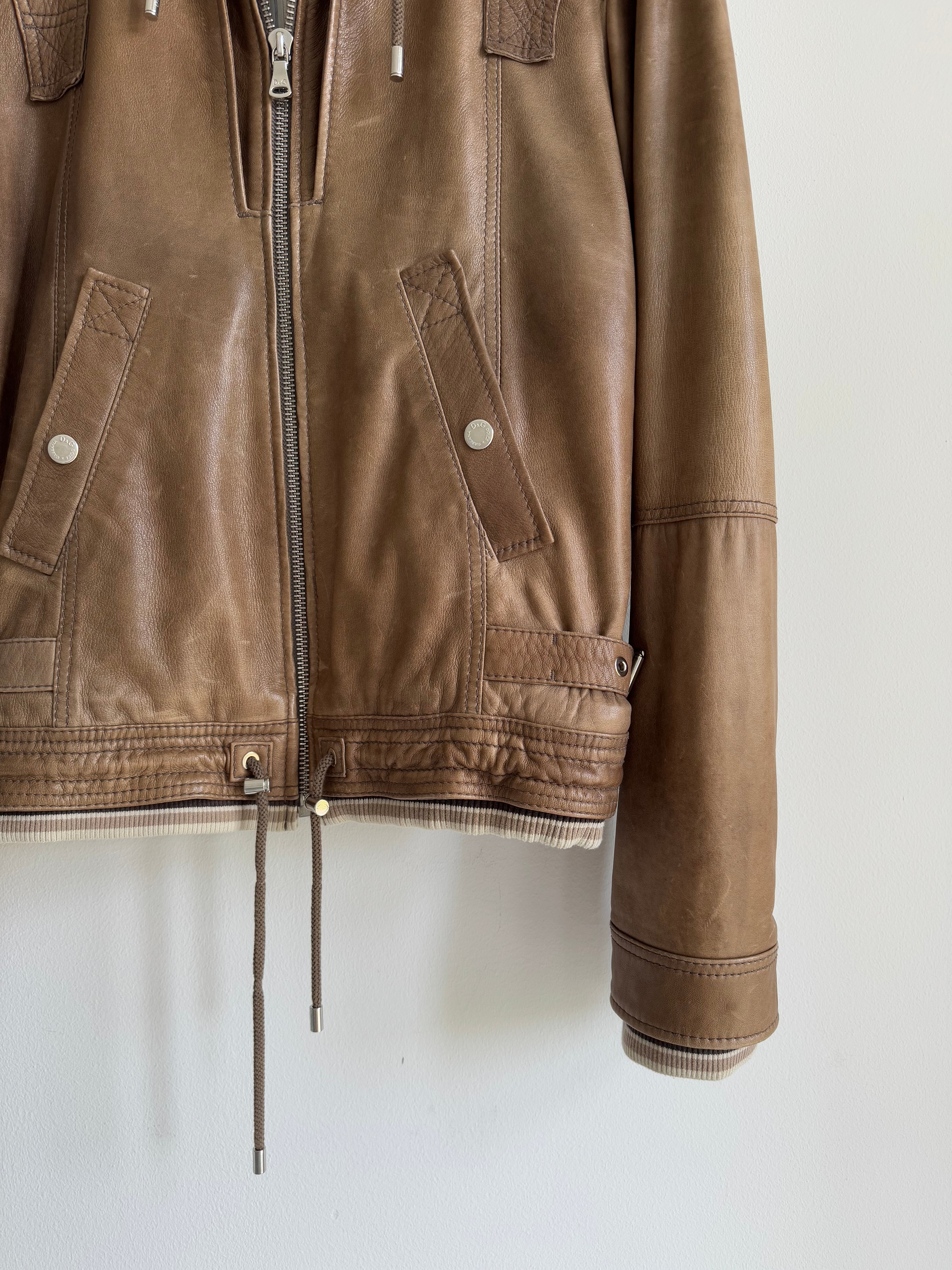 DOLCE & GABBANA LAMBSKIN LEATHER JACKET