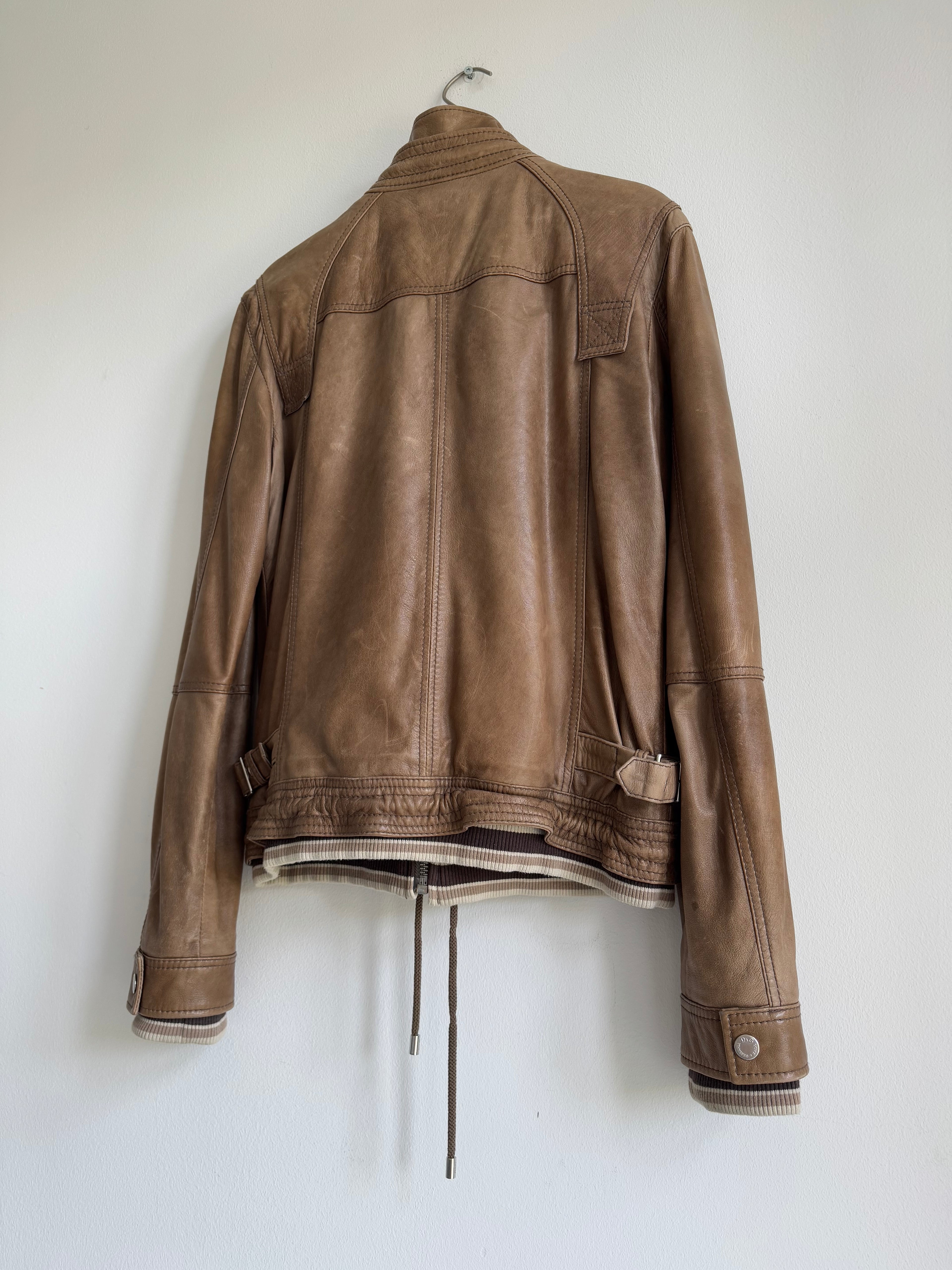 DOLCE & GABBANA LAMBSKIN LEATHER JACKET